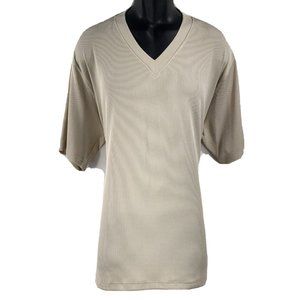 Allora Men's T-shirt Dressy Knit Beige V-Neck Corded Pattern Sizes XL - 3XL